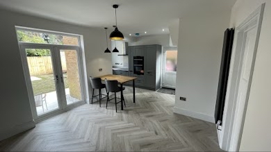 Renovated open-plan kitchen and dining area